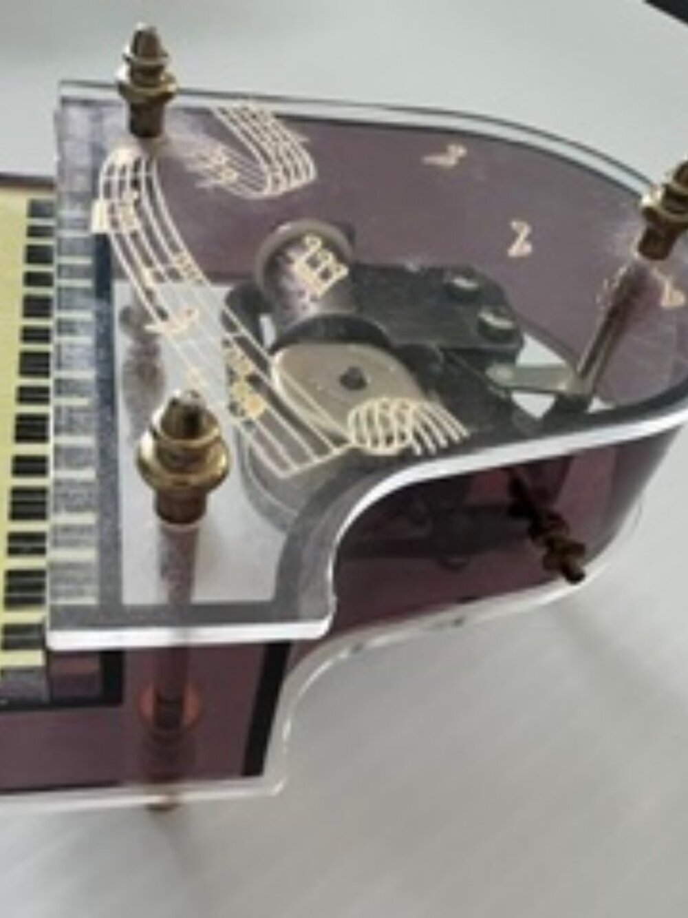 vintage clear lucite and acrylic grand piano music box
